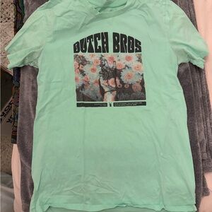 Dutch Bros Light Green Floral Graphic Tee